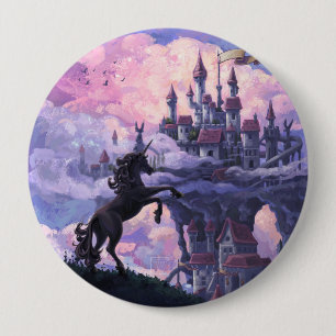 Badge Rond 10 Cm Château de licorne