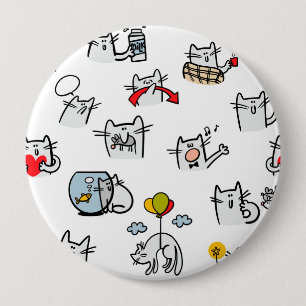 Badge Rond 10 Cm Chats amusants, lait et magie.