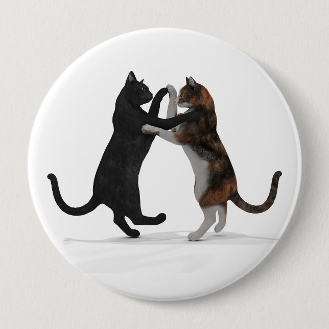 Badge Rond 10 Cm Chats de danse doux (Devant)