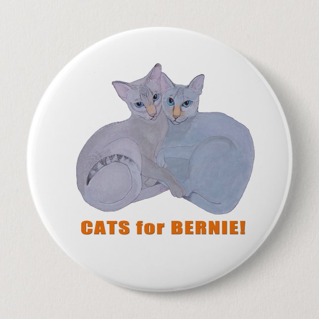 Badge Rond 10 Cm Chats pour Bernie ! (Devant)