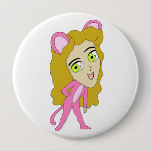 Badge Rond 10 Cm chatte rose