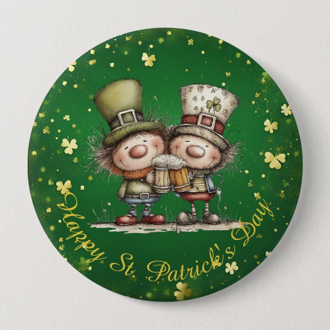 Badge Rond 10 Cm Cheerful St. Patrick’s Day Party Illustration (Devant)