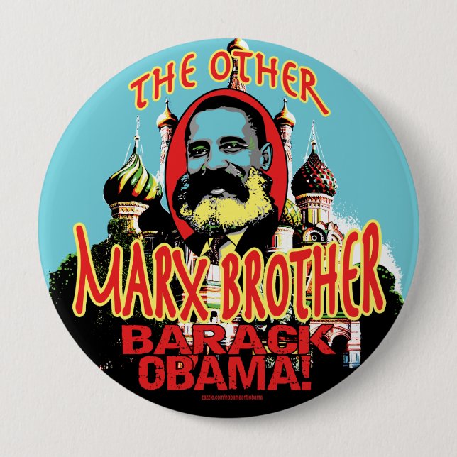 Badge Rond 10 Cm Chemise d'Obama de frère de Marx anti (Devant)