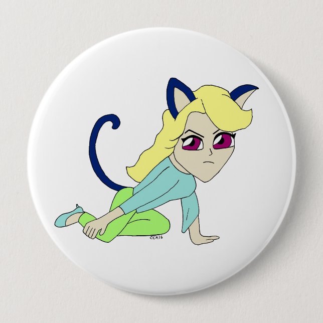 Badge Rond 10 Cm chibi catgirl (Devant)