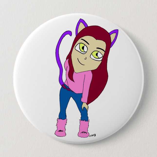 Badge Rond 10 Cm chibi catgirl (Devant)