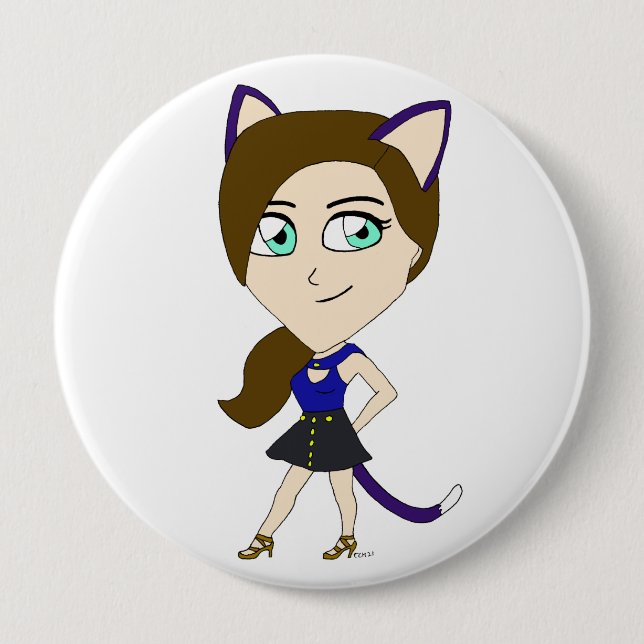 Badge Rond 10 Cm chibi catgirl (Devant)