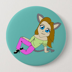Badge Rond 10 Cm chibi catgirl