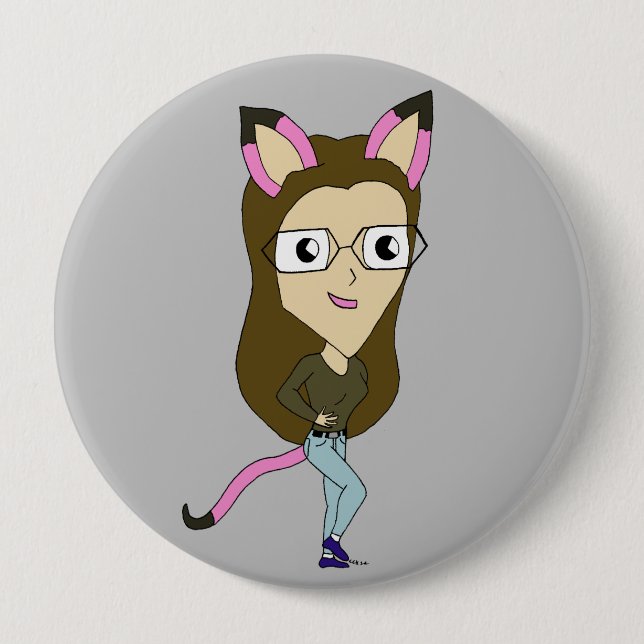Badge Rond 10 Cm chibi catgirl (Devant)