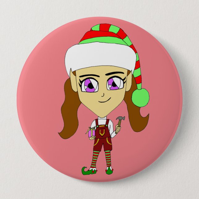 Badge Rond 10 Cm chibi elf (Devant)