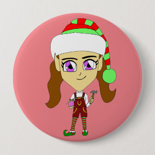 Badge Rond 10 Cm chibi elf