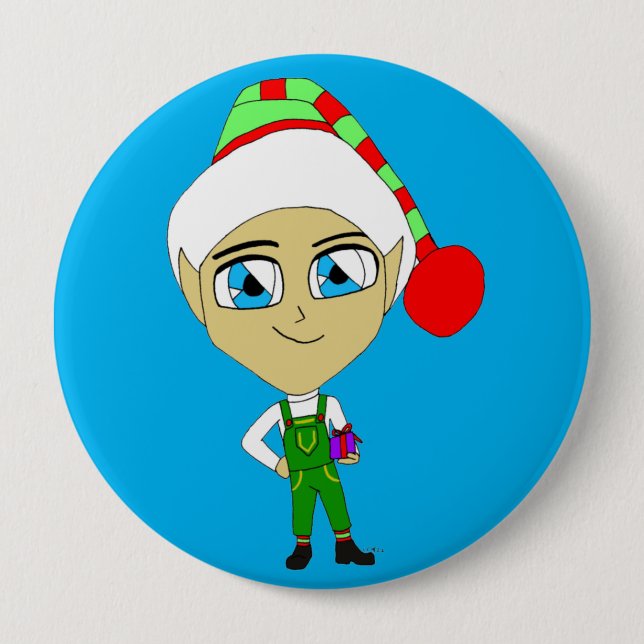 Badge Rond 10 Cm chibi elf (Devant)