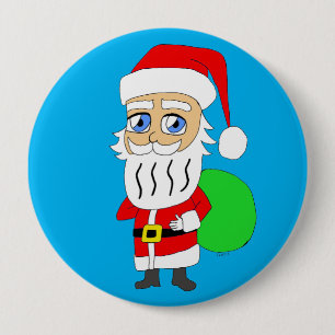 Badge Rond 10 Cm Chibi Santa Claus