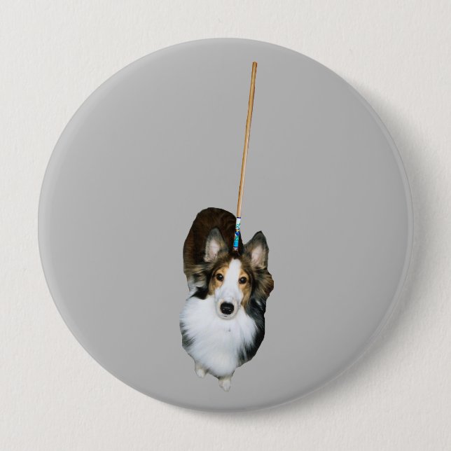 Badge Rond 10 Cm Chien à la broche (Devant)
