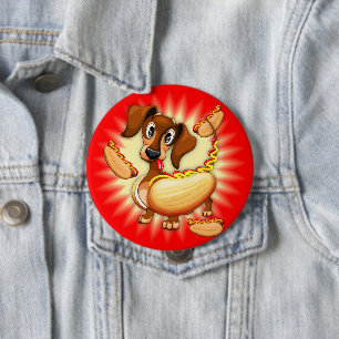 Badge Rond 10 Cm Chien chaud Dachshund