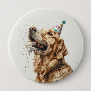 Badge Rond 10 Cm Chien d'or de l'épreuve d'anniversaire