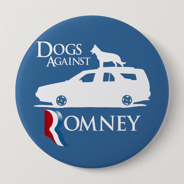 Badge Rond 10 Cm Chiens contre Mitt Romney.png (Devant)