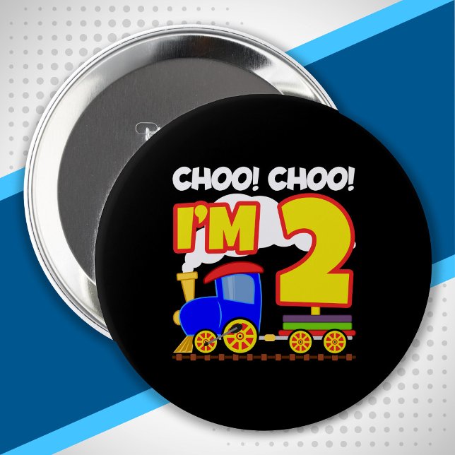 Badge Rond 10 Cm Choo Choo Train 2nd Birthday Choo Choo I'm 2 (Créateur téléchargé)