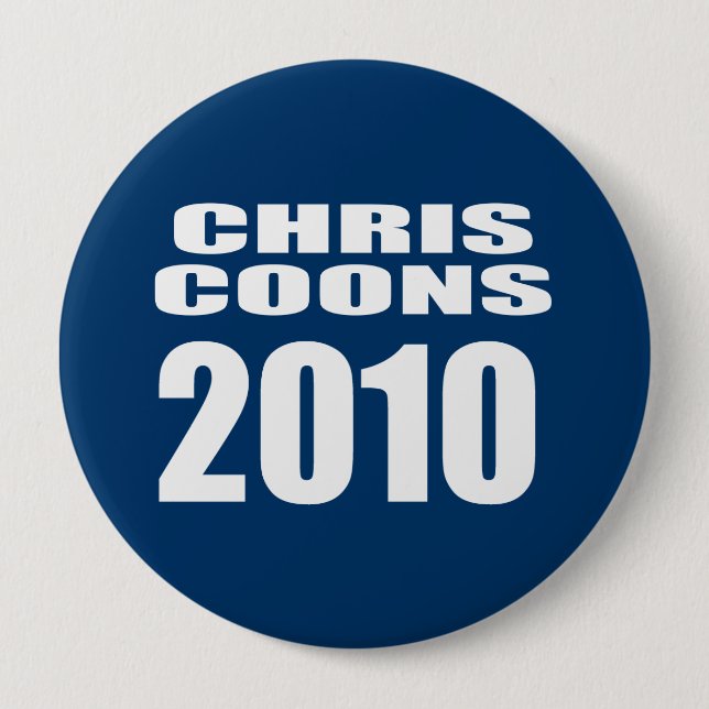 BADGE ROND 10 CM CHRIS COONS POUR SÉNAT (Devant)