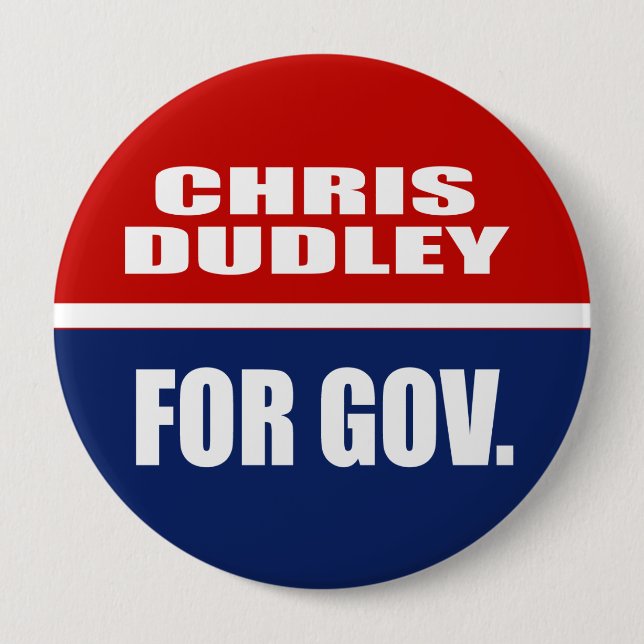 BADGE ROND 10 CM CHRIS DUDLEY, GOUVERNEUR (Devant)