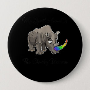 Badge Rond 10 Cm Chubby Unicorn Rhino Funny mignonne animal adorabl