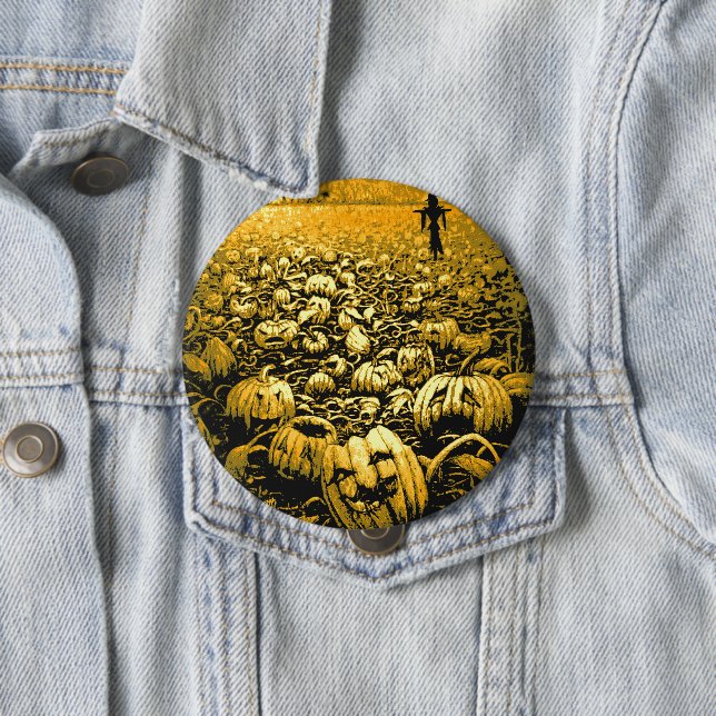 Badge Rond 10 Cm cimetière Jack O'Lantern (En situation)