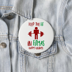 Badge Rond 10 Cm Citation Fitness Fitmas Pun Noël