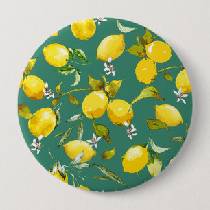 Badge Rond 10 Cm citrons d'aquarelle 6
