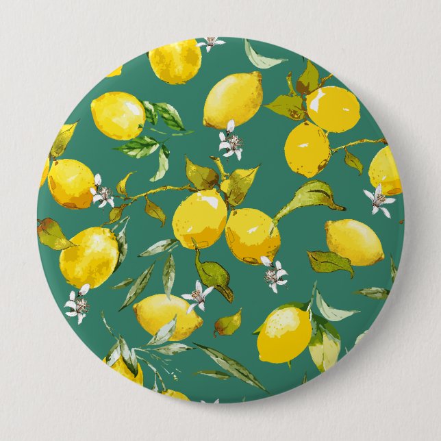 Badge Rond 10 Cm citrons d'aquarelle 6 (Devant)