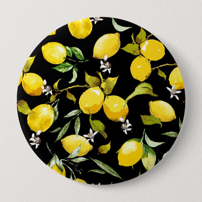 Badge Rond 10 Cm citrons d'aquarelle 7 (Devant)