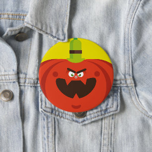 Badge Rond 10 Cm citrouille d'halloween affamé
