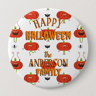 Badge Rond 10 Cm Citrouilles d'halloween mignonnes, araignée et mot