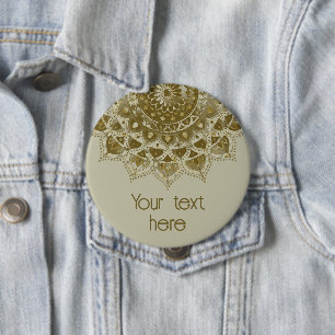 Badge Rond 10 Cm Classique Mandala Inde Style 4