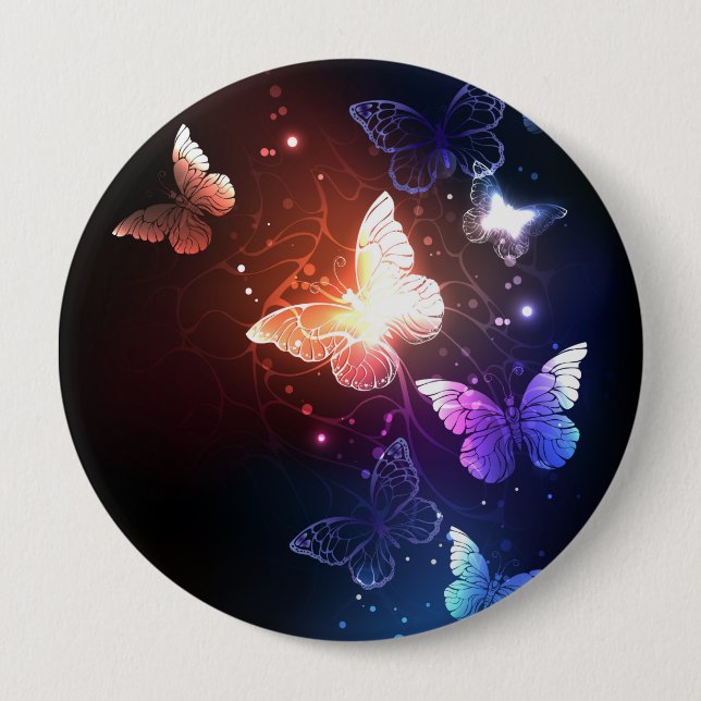Badge Rond 10 Cm Clowing Night Butterflies (Devant)