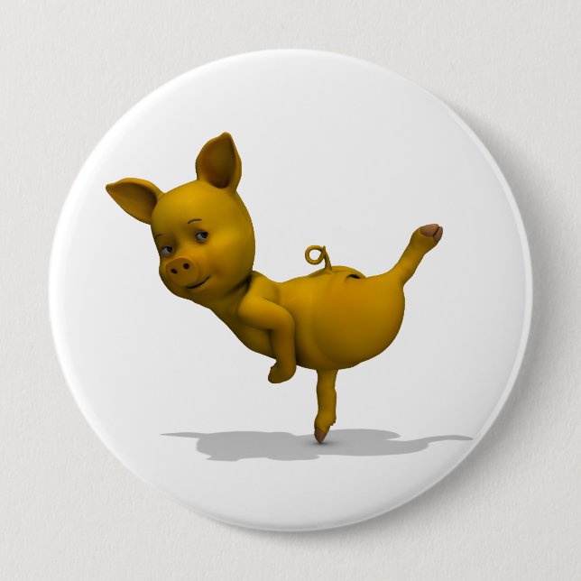 Badge Rond 10 Cm Cochon jaune Arabesque (Devant)
