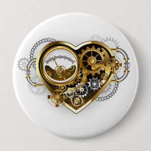 Badge Rond 10 Cm Coeur vapeur avec un manomètre
