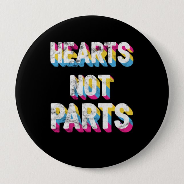 Badge Rond 10 Cm Coeurs non parties Pansexual Fierté LGBT Pan (Devant)