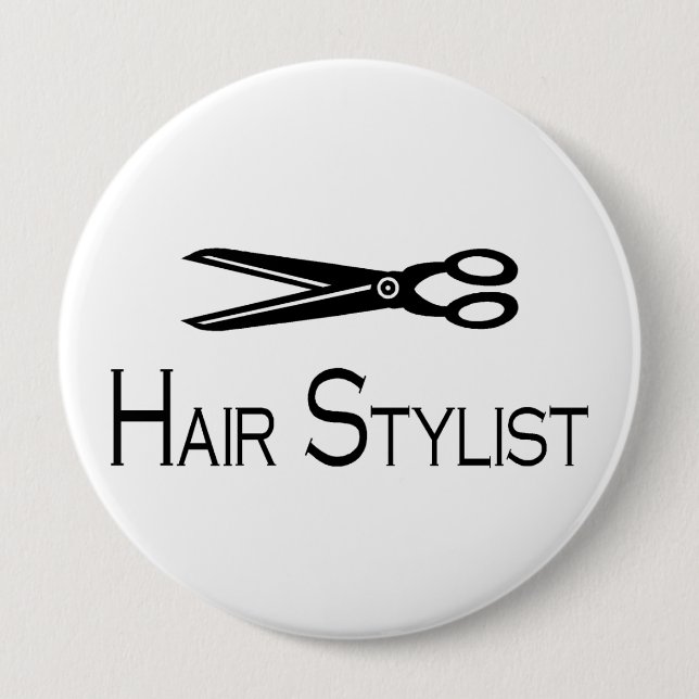 Badge Rond 10 Cm Coiffeur (ciseaux) (Devant)