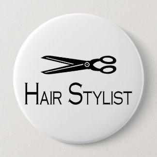 Badge Rond 10 Cm Coiffeur (ciseaux)