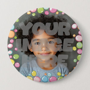 Badge Rond 10 Cm Colorful Fun Pastel Bubble Frame Bordure pour Phot