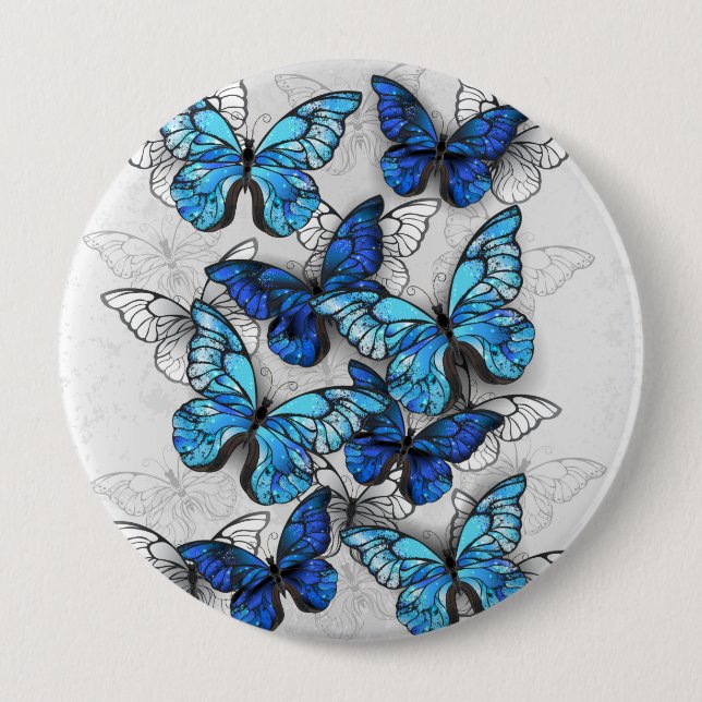 Badge Rond 10 Cm Composition des White and Blue Butterflies (Devant)