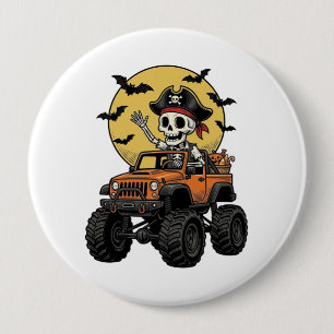 Badge Rond 10 Cm Conception de camion monstre squelette pirate Hall