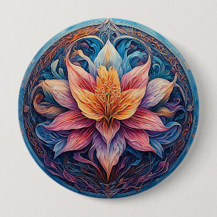 Badge Rond 10 Cm Conception de fleurs de mandala colorées