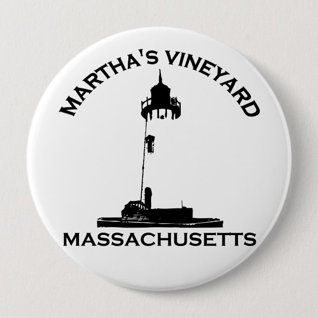 Badge Rond 10 Cm Conception de "phare" de Martha's Vineyard (Devant)