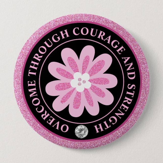 Badge Rond 10 Cm Conception de sensibilisation au cancer du sein Fl (Devant)
