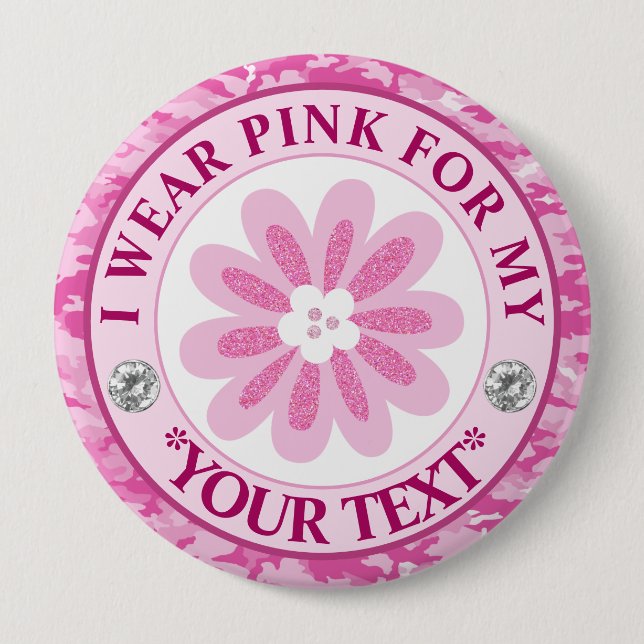 Badge Rond 10 Cm Conception de sensibilisation au cancer du sein Fl (Devant)