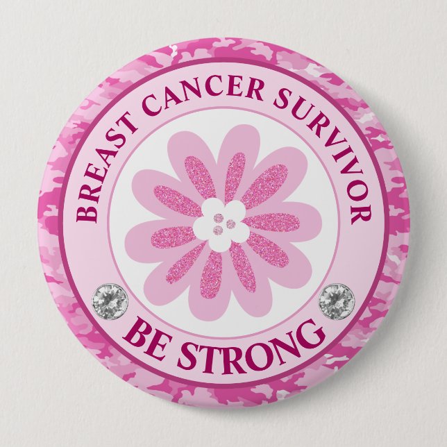 Badge Rond 10 Cm Conception de sensibilisation Fleur Rose Forte (Devant)