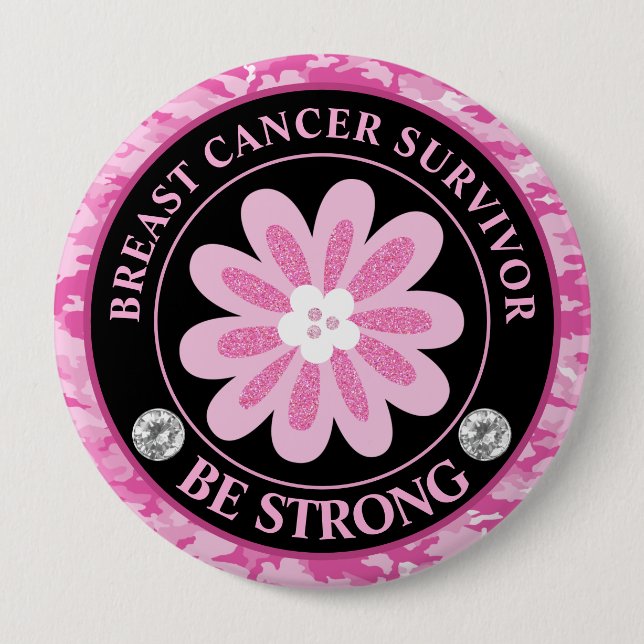 Badge Rond 10 Cm Conception de sensibilisation Fleur Rose Soyez For (Devant)