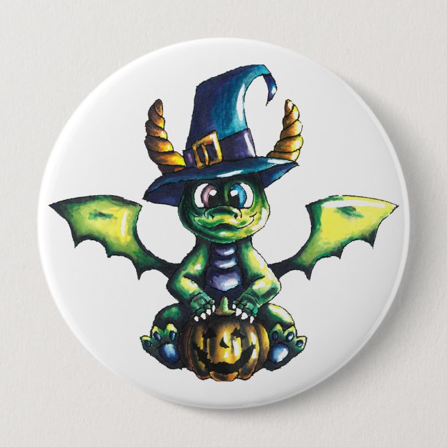 Badge Rond 10 Cm Conception magique du dragon d'Halloween (Devant)
