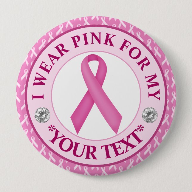 Badge Rond 10 Cm Conception Ruban Rose pour la sensibilisation au c (Devant)