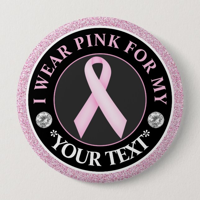 Badge Rond 10 Cm Conception Ruban Rose pour la sensibilisation au c (Devant)